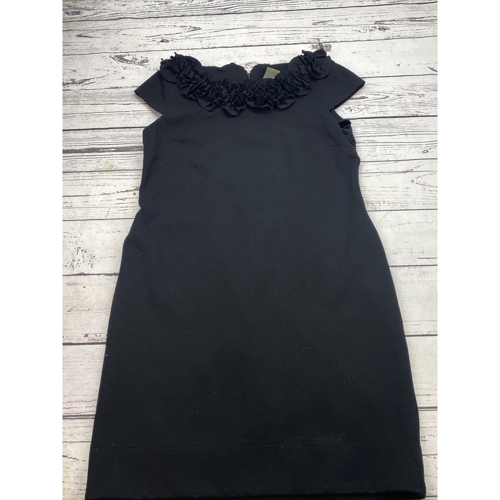 Taylor Black Ruffle Collar Cap Sleeve Sheath Dress Women Size 12‎